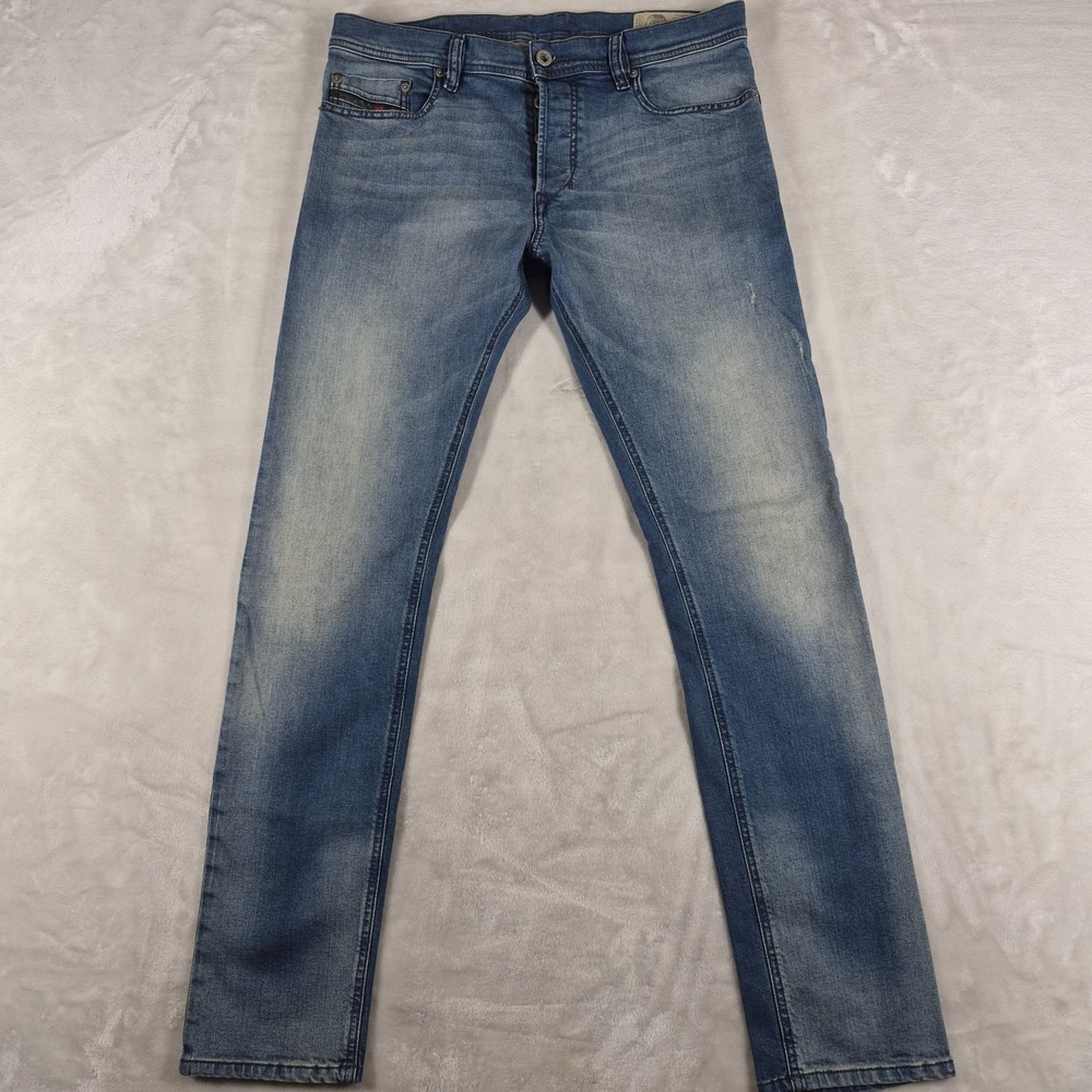 Diesel Tepphar Jeans Men's 31x32 Blue Denim Slim Carrot Stretch Distressed